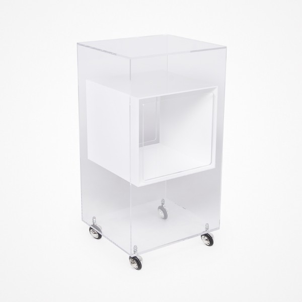 CARRITO AUXILIAR ELIO ACRÍLICO TRANSPARENTE Y BLANCO ITALOR