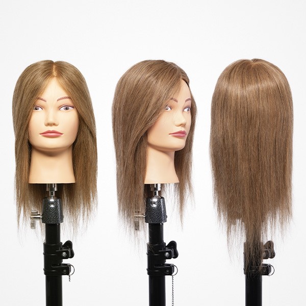 Cabeza Maniquí Mujer Rubio Oscuro 35-40 cm  100% Cabello Humano