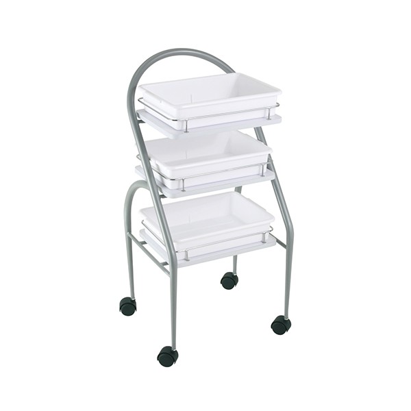 Carrito Auxiliar estetica portabandejas LIMA Blanco