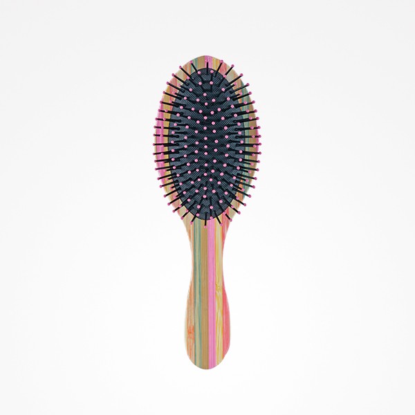 Cepillo Striped Bamboo Ovalado Pink Bifull