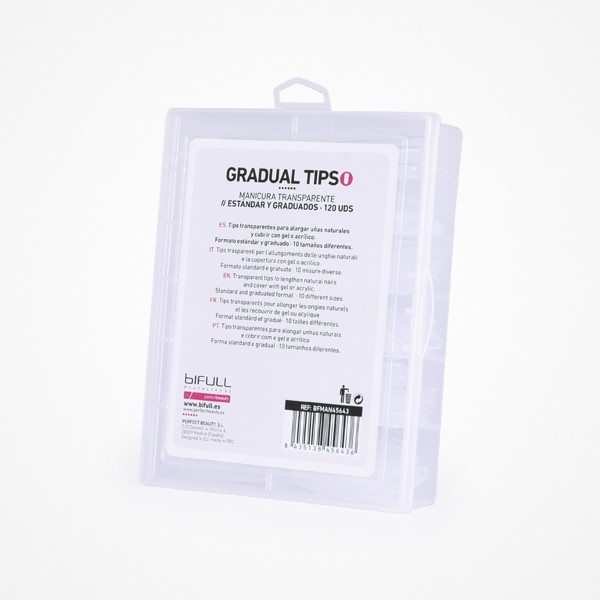 GRADUAL TIPS 120 UDS TRANSPARENTES CON FORMATO ESTÃNDAR Y GRADUADO BIFULL