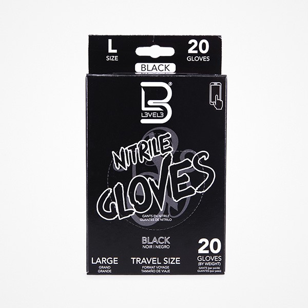 GUANTES DE NITRILO TALLA L · NEGRO · 20 UDS · LEVEL 3