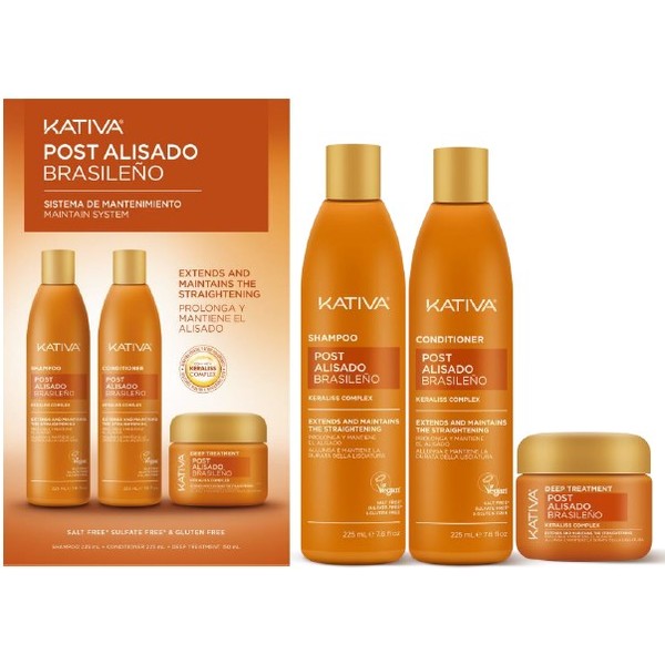 Kit Kativa Post Alisado  x 3 Uds Ch + Acond 225  + Trat 125