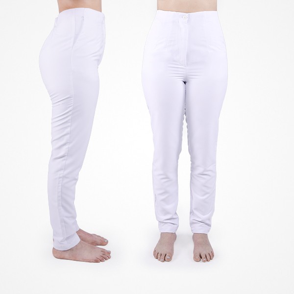 PANTALÓN CINTURA ALTA BLANCO ANTIBACTERIANO TALLA 44 JORPAL