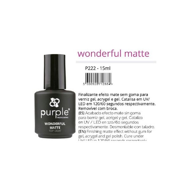 Purple Wonderful Matte Top Coat 15ml