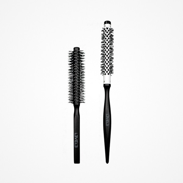 SET DE 2 CEPILLOS PELO NYLON REDONDO MADERA LEVEL3