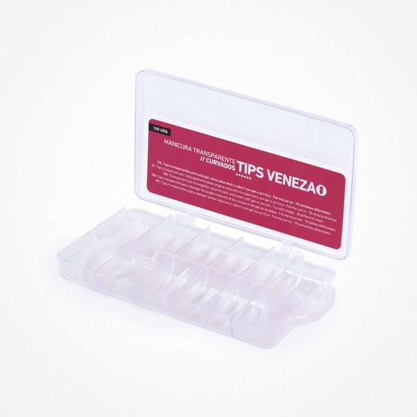 Tips Veneza  100 uds Transparentes para Alargar uñas  naturales y cubrir con gel o acrílico.