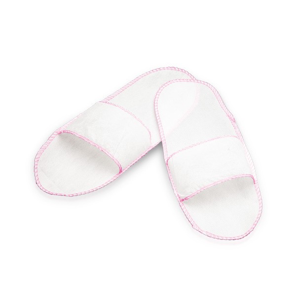Zapatillas Desechables Abiertas Blancas con Borde Rosa Non Wovens 100uds Bifull